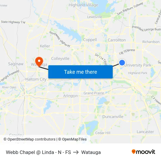 Webb Chapel @ Linda - N - FS to Watauga map