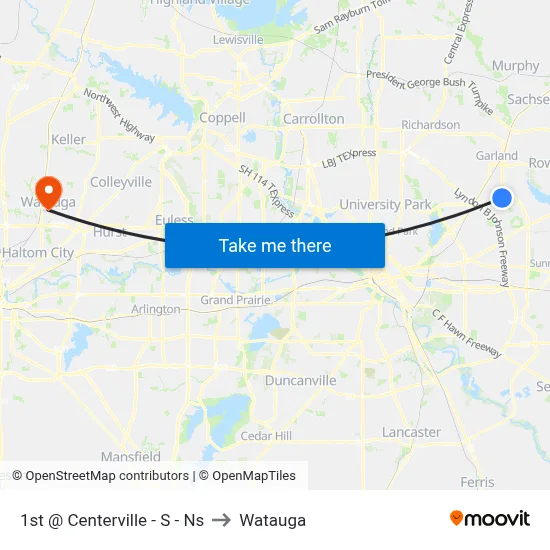 1st @ Centerville - S - Ns to Watauga map