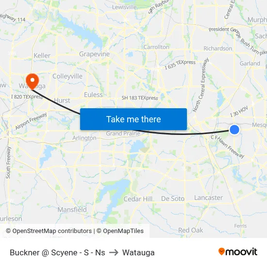 Buckner @ Scyene - S - Ns to Watauga map
