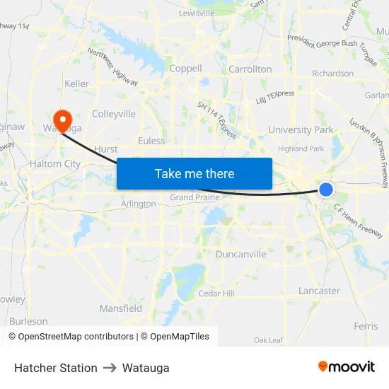 Hatcher Station to Watauga map