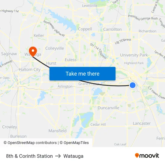 8th & Corinth Station to Watauga map