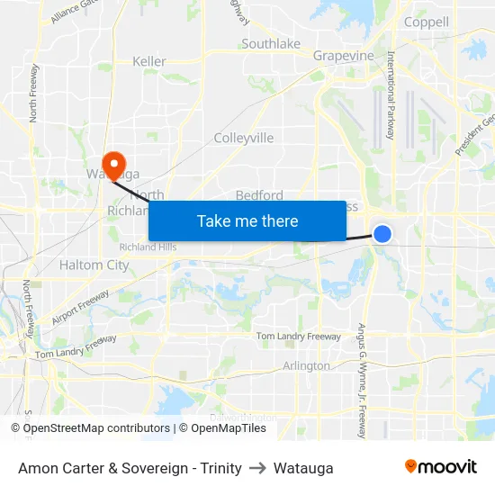 Amon Carter & Sovereign - Trinity to Watauga map