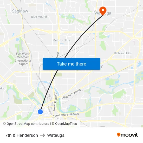 7th & Henderson to Watauga map