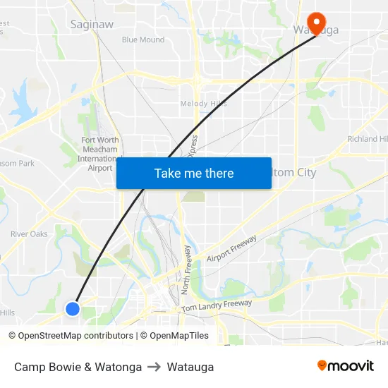 Camp Bowie & Watonga to Watauga map