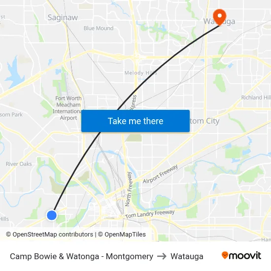 Camp Bowie & Watonga - Montgomery to Watauga map