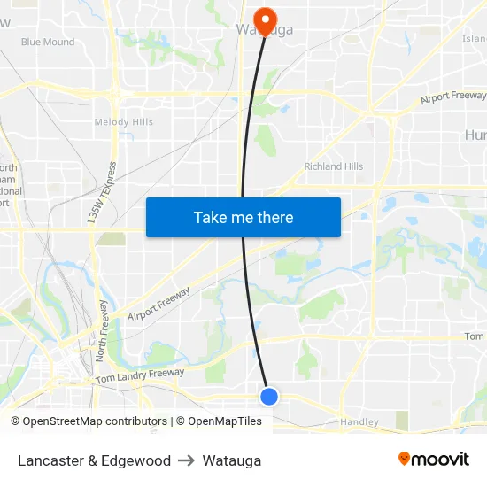 Lancaster & Edgewood to Watauga map