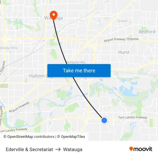 Ederville & Secretariat to Watauga map