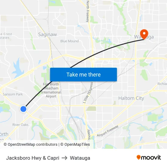 Jacksboro Hwy & Capri to Watauga map