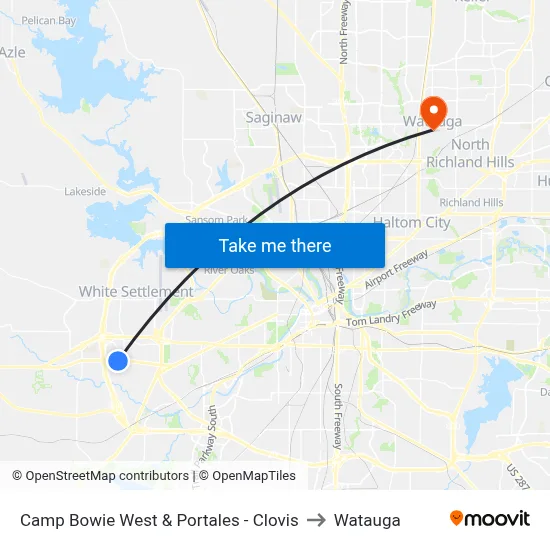 Camp Bowie West & Portales - Clovis to Watauga map