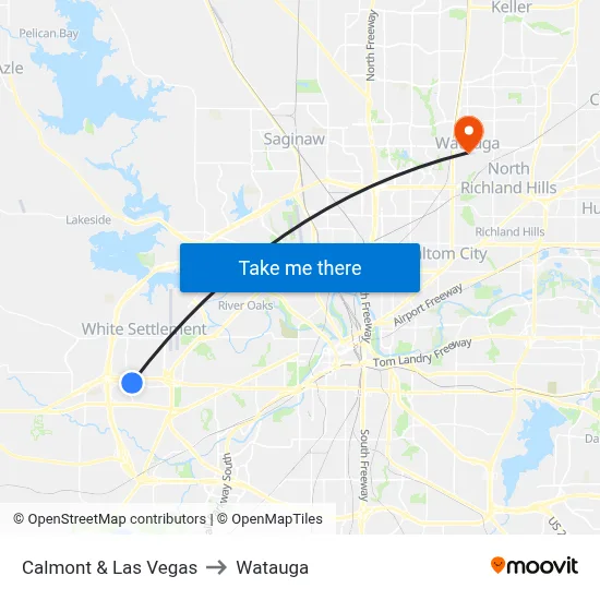 Calmont & Las Vegas to Watauga map