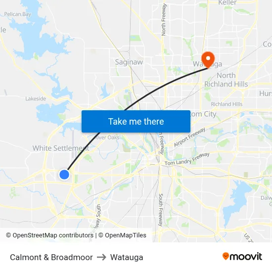 Calmont & Broadmoor to Watauga map