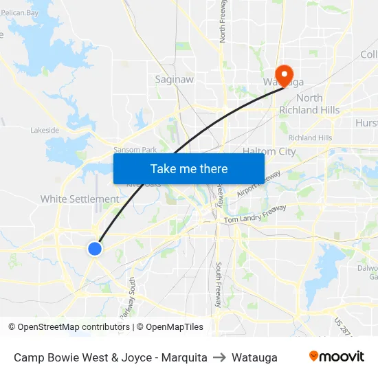 Camp Bowie West & Joyce - Marquita to Watauga map