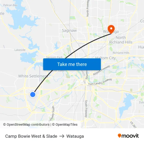 Camp Bowie West & Slade to Watauga map