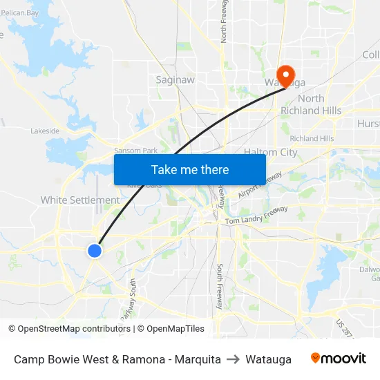 Camp Bowie West & Ramona - Marquita to Watauga map