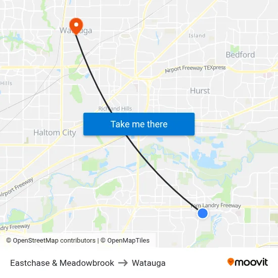 Eastchase & Meadowbrook to Watauga map