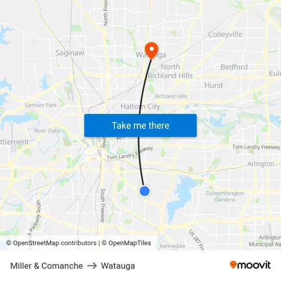 Miller & Comanche to Watauga map