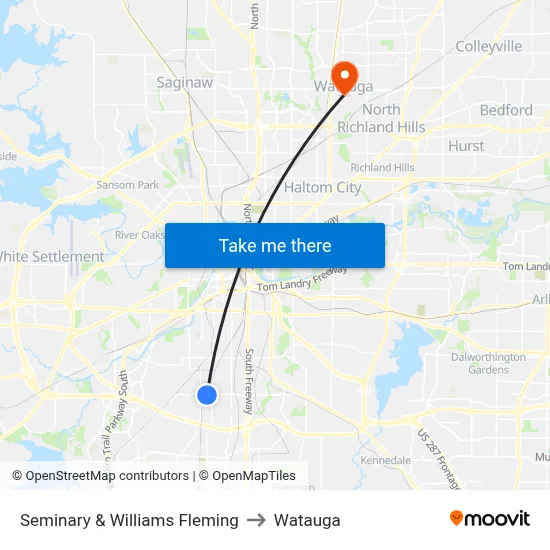 Seminary & Williams Fleming to Watauga map