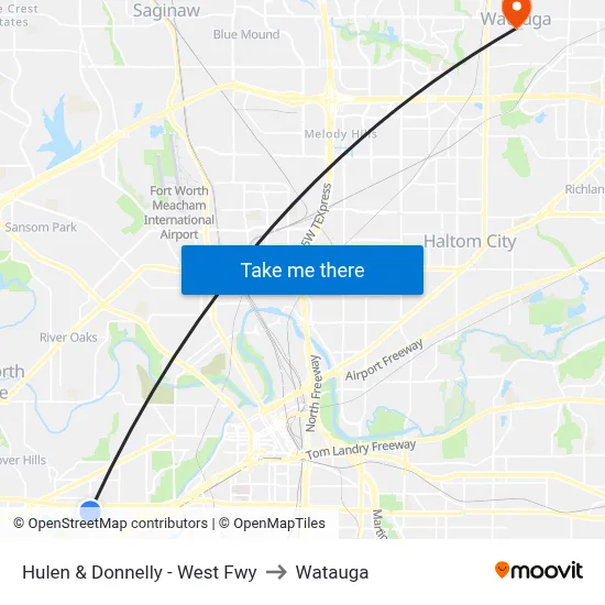 Hulen & Donnelly - West Fwy to Watauga map