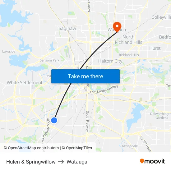 Hulen & Springwillow to Watauga map