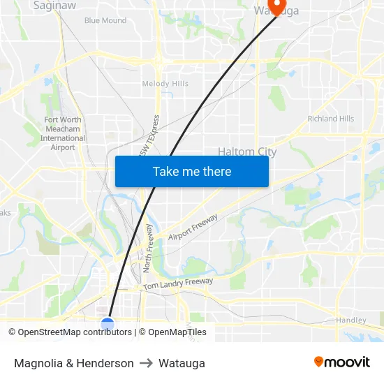 Magnolia & Henderson to Watauga map