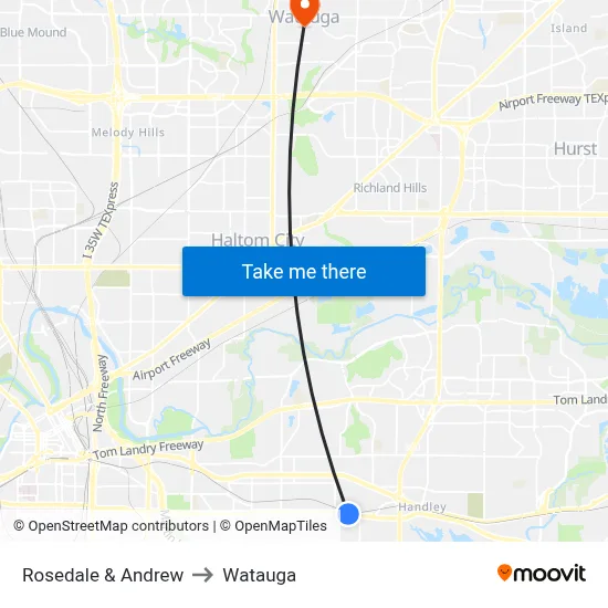 Rosedale & Andrew to Watauga map