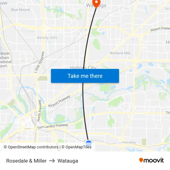 Rosedale & Miller to Watauga map