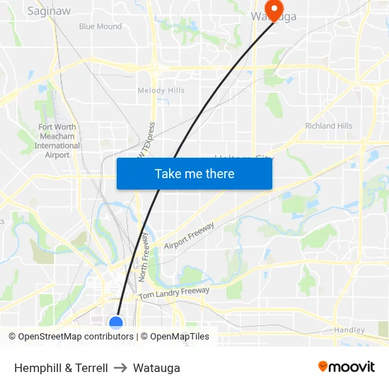 Hemphill & Terrell to Watauga map