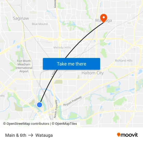Main & 6th to Watauga map