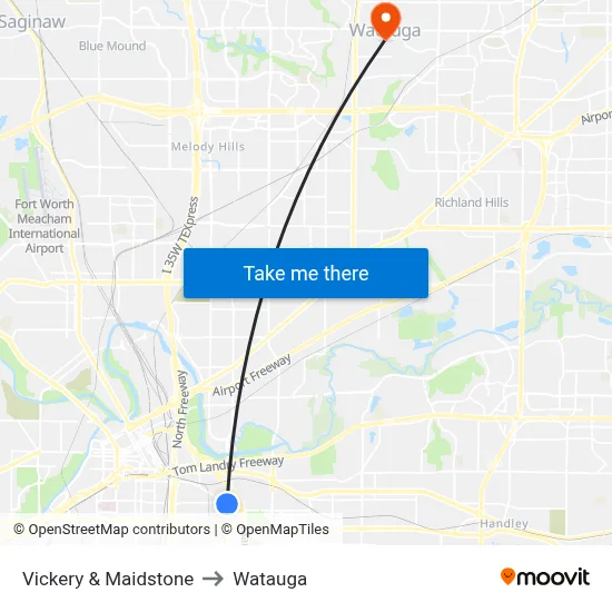 Vickery & Maidstone to Watauga map
