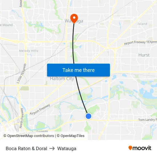 Boca Raton & Doral to Watauga map
