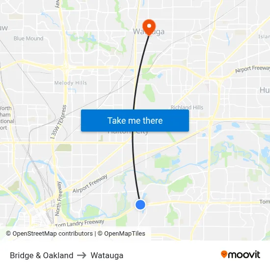 Bridge & Oakland to Watauga map