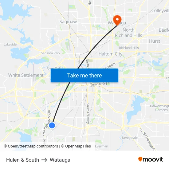 Hulen & South to Watauga map
