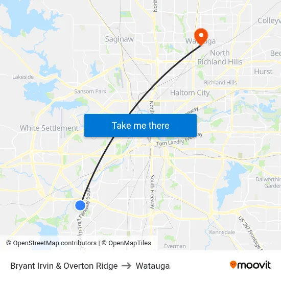Bryant Irvin & Overton Ridge to Watauga map