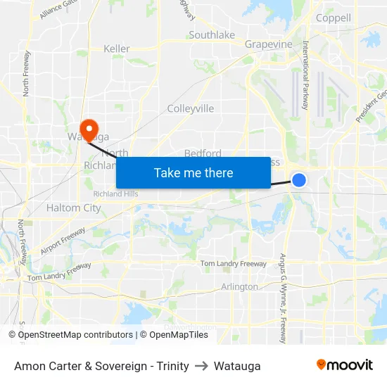 Amon Carter & Sovereign - Trinity to Watauga map