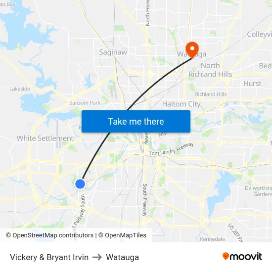 Vickery & Bryant Irvin to Watauga map