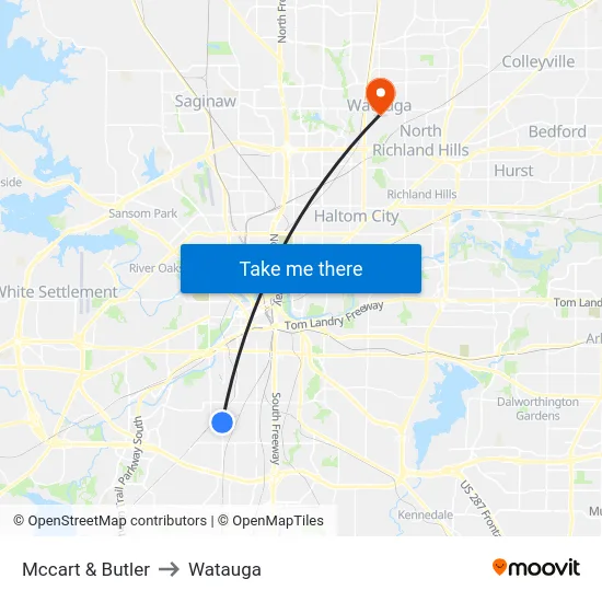Mccart & Butler to Watauga map