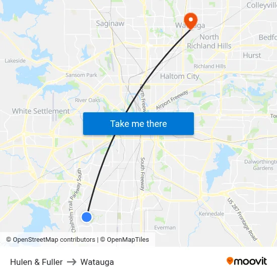 Hulen & Fuller to Watauga map