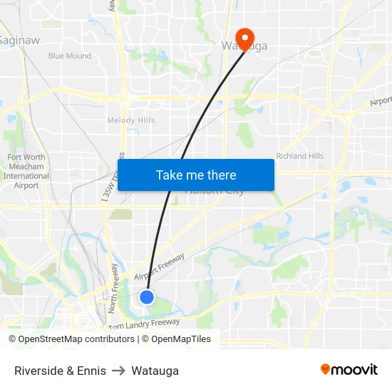 Riverside & Ennis to Watauga map