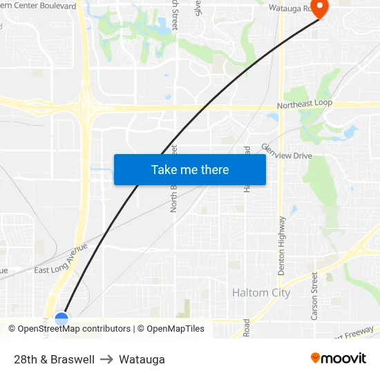 28th & Braswell to Watauga map