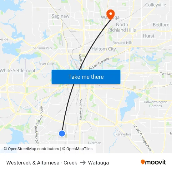 Westcreek & Altamesa - Creek to Watauga map