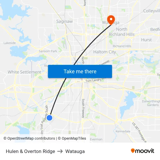 Hulen & Overton Ridge to Watauga map