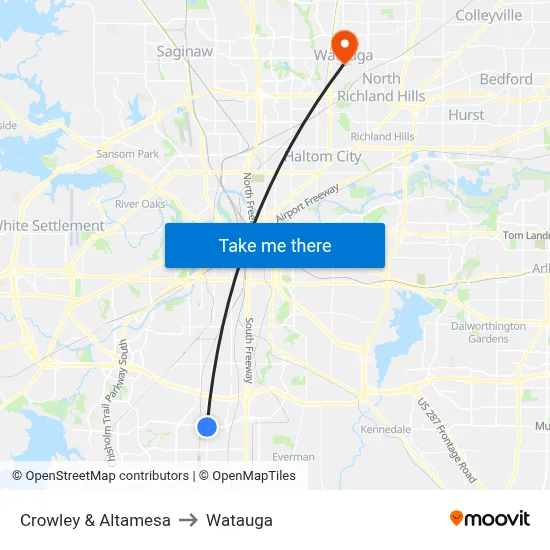 Crowley & Altamesa to Watauga map