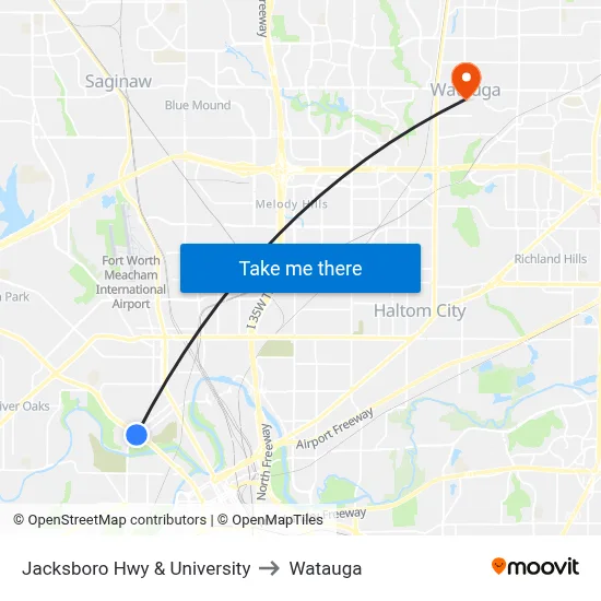 Jacksboro Hwy & University to Watauga map