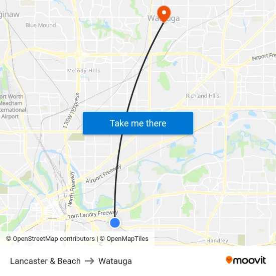 Lancaster & Beach to Watauga map