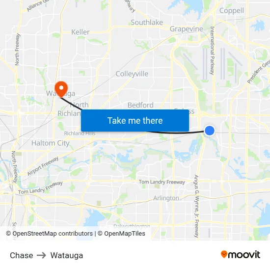 Chase to Watauga map