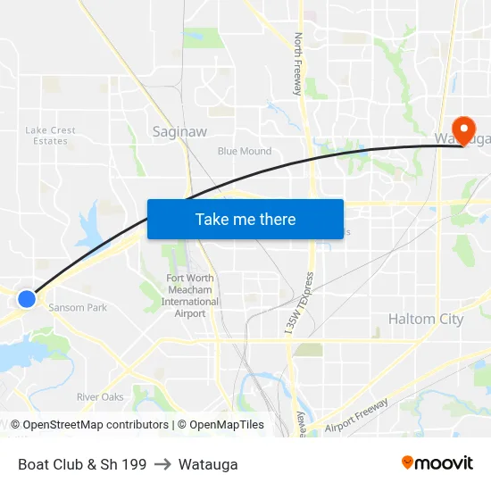 Boat Club & Sh 199 to Watauga map