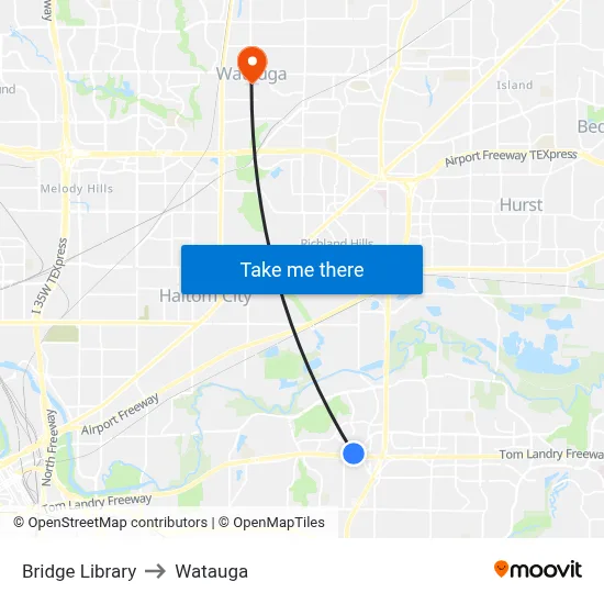 Bridge Library to Watauga map