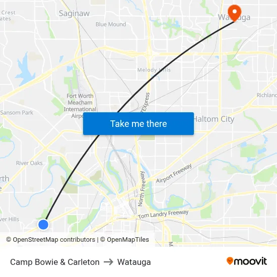 Camp Bowie & Carleton to Watauga map