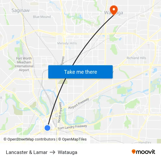 Lancaster & Lamar to Watauga map