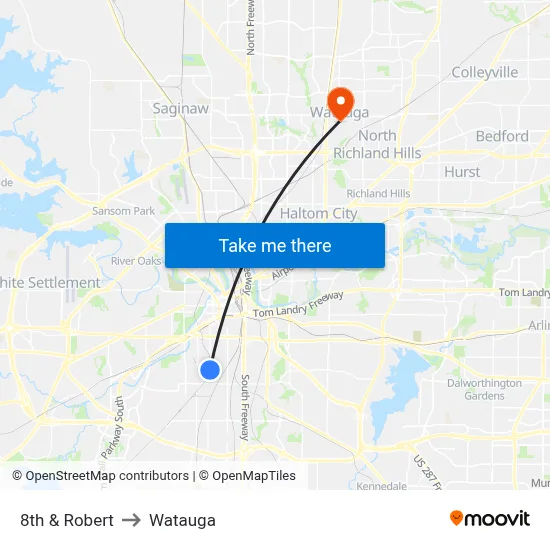8th & Robert to Watauga map